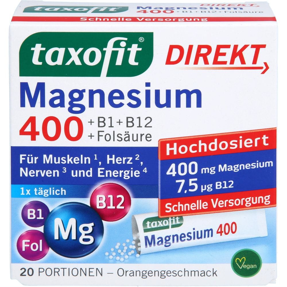 TAXOFIT Magnesium 400+B1+B6+B12+Folsäure 800 Gran.