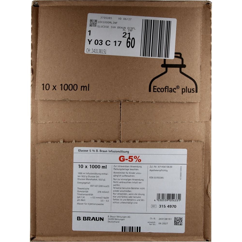 GLUCOSE 5% B.Braun Ecoflac Plus Infusionslösung