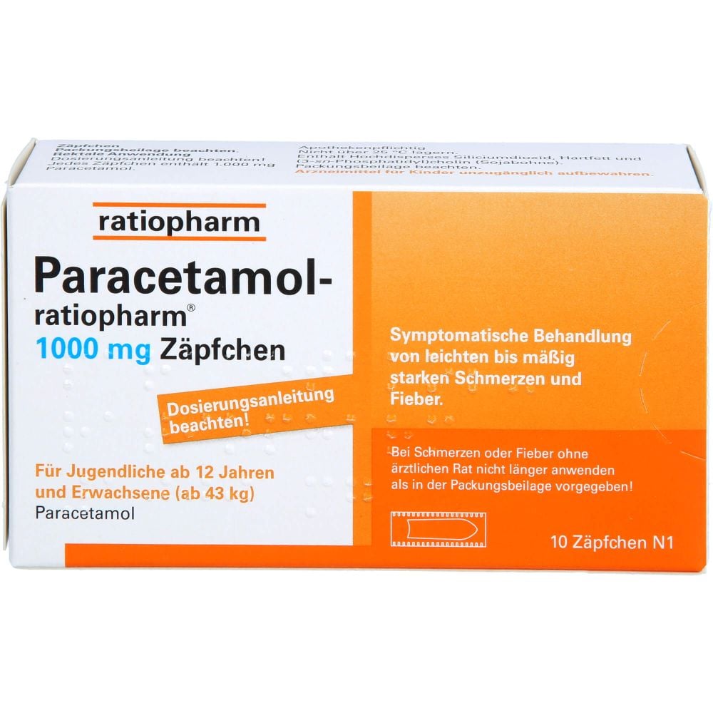 PARACETAMOL-ratiopharm 1.000 mg Zäpfchen