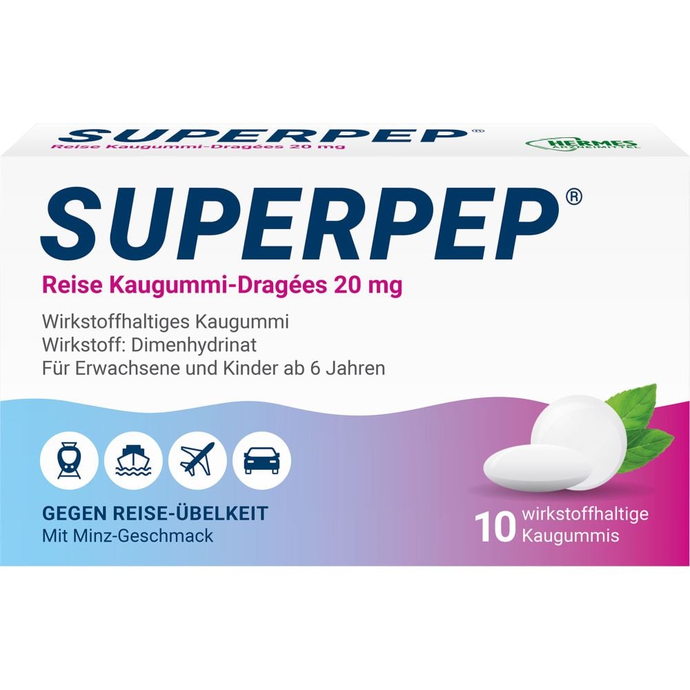 SUPERPEP Reise Kaugummi Dragees 20 mg