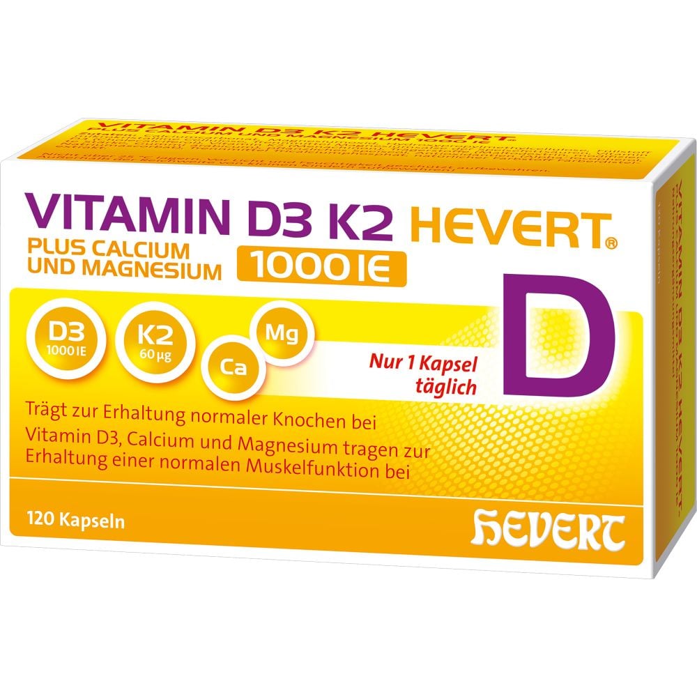 VITAMIN D3 K2 Hevert+Calcium u.Magnes.1000 IE Kps.