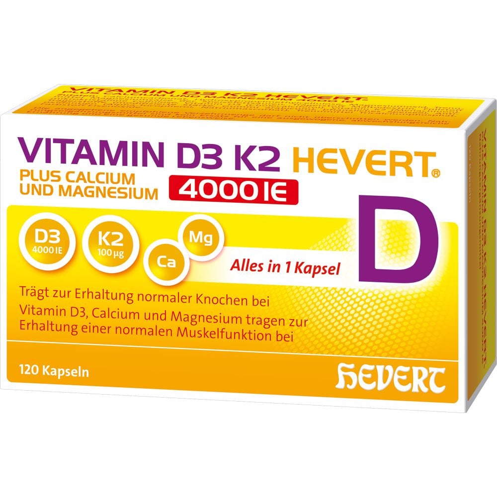 VITAMIN D3 K2 Hevert+Calcium u.Magnes.4000 IE Kps.
