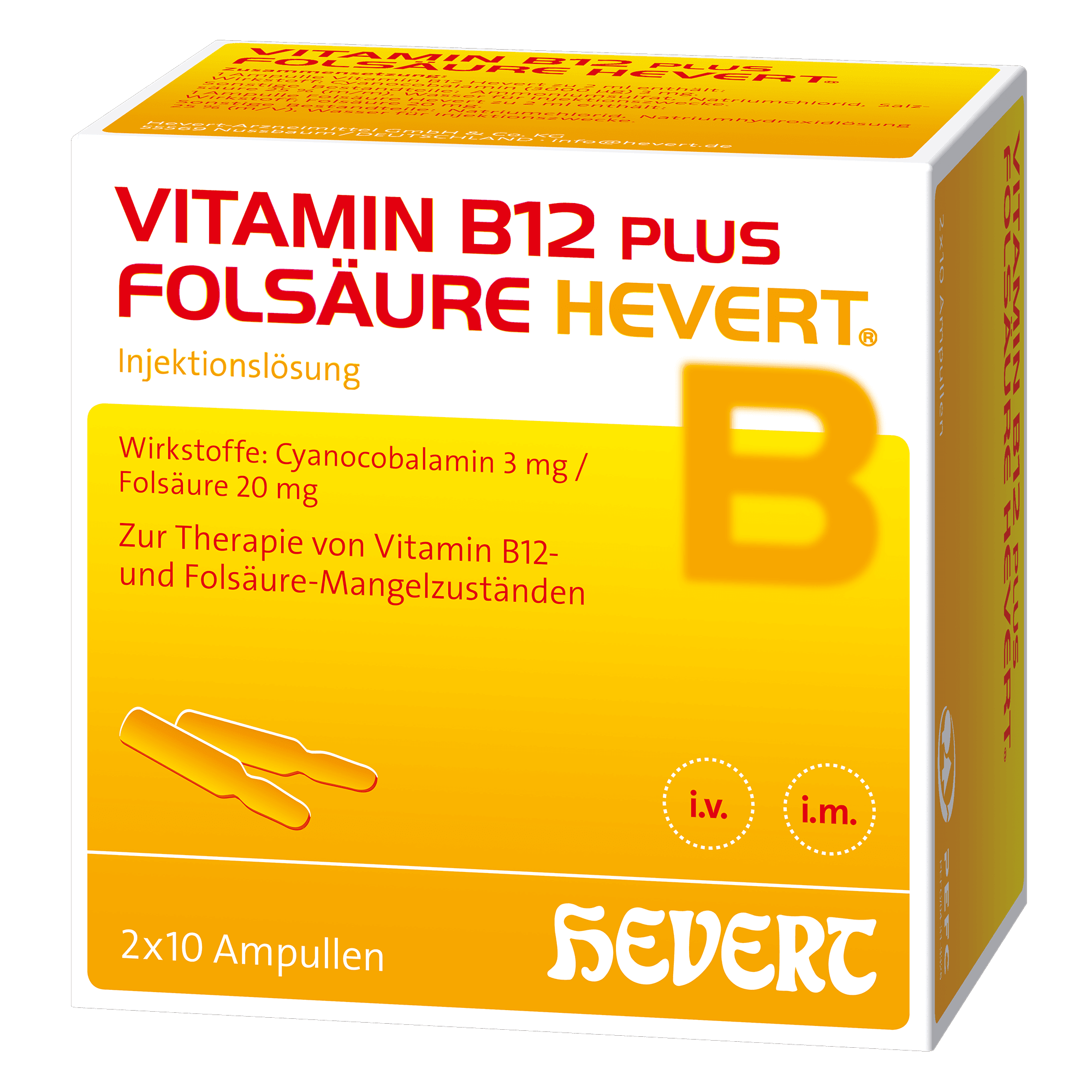VITAMIN B12 PLUS Folsäure Hevert a 2 ml Ampullen