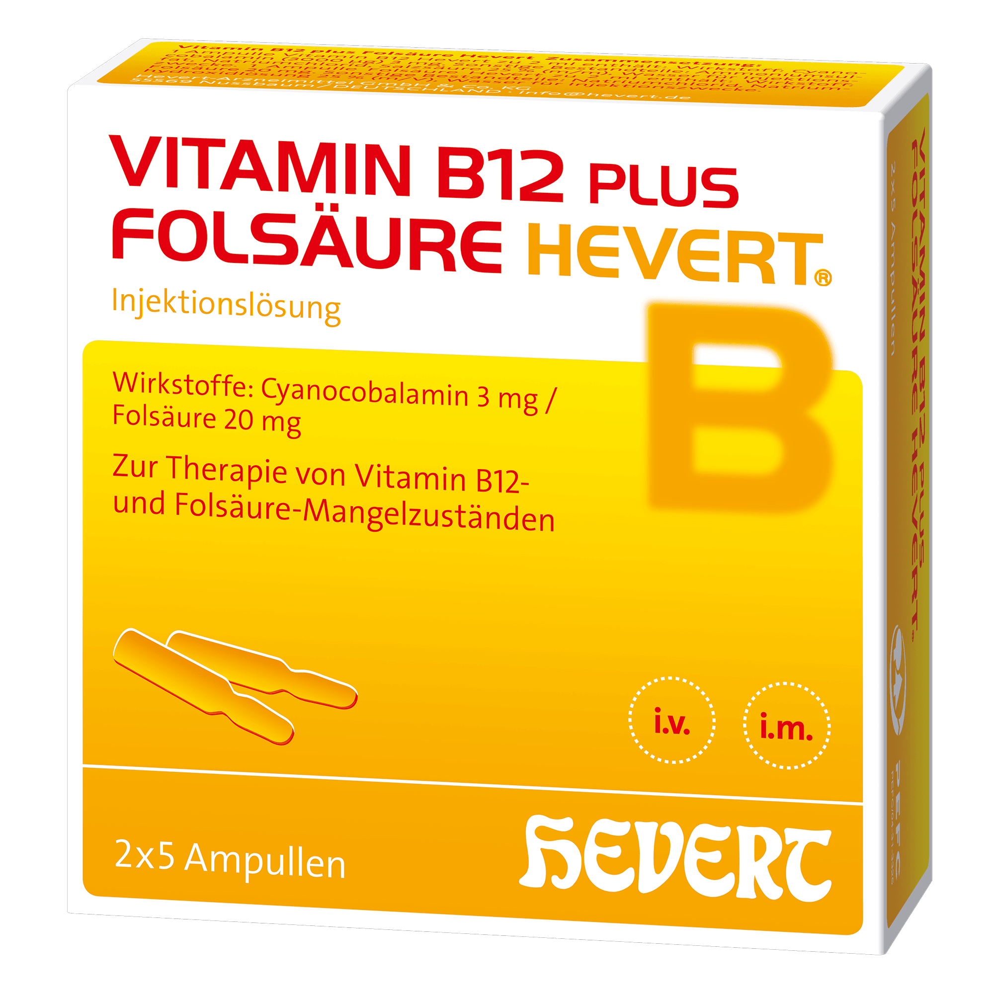 VITAMIN B12 PLUS Folsäure Hevert a 2 ml Ampullen