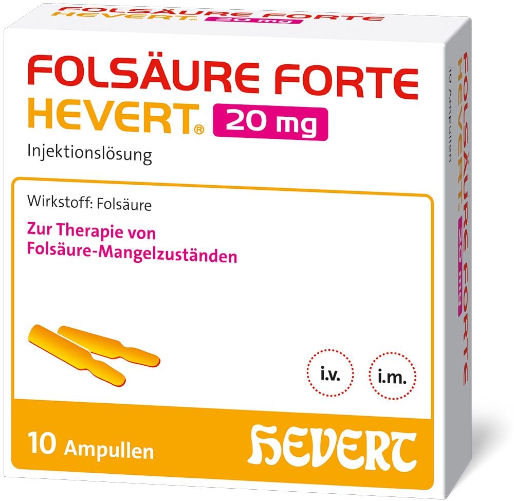 FOLSÄURE FORTE Hevert 20 mg Inj.-Lösung Amp.