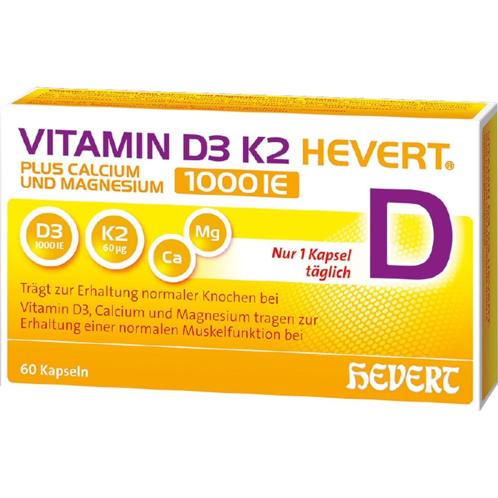 VITAMIN D3 K2 Hevert+Calcium u.Magnes.1000 IE Kps.