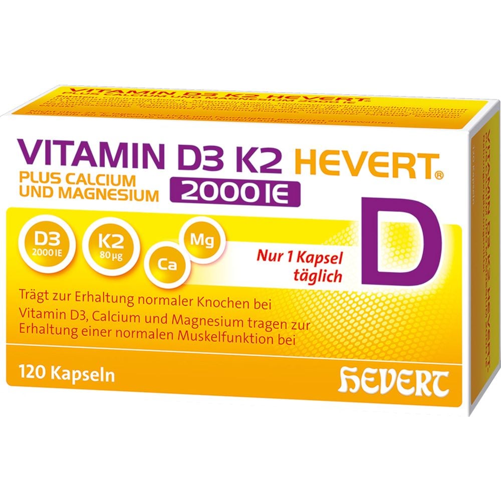 VITAMIN D3 K2 Hevert+Calcium u.Magnes.2000 IE Kps.